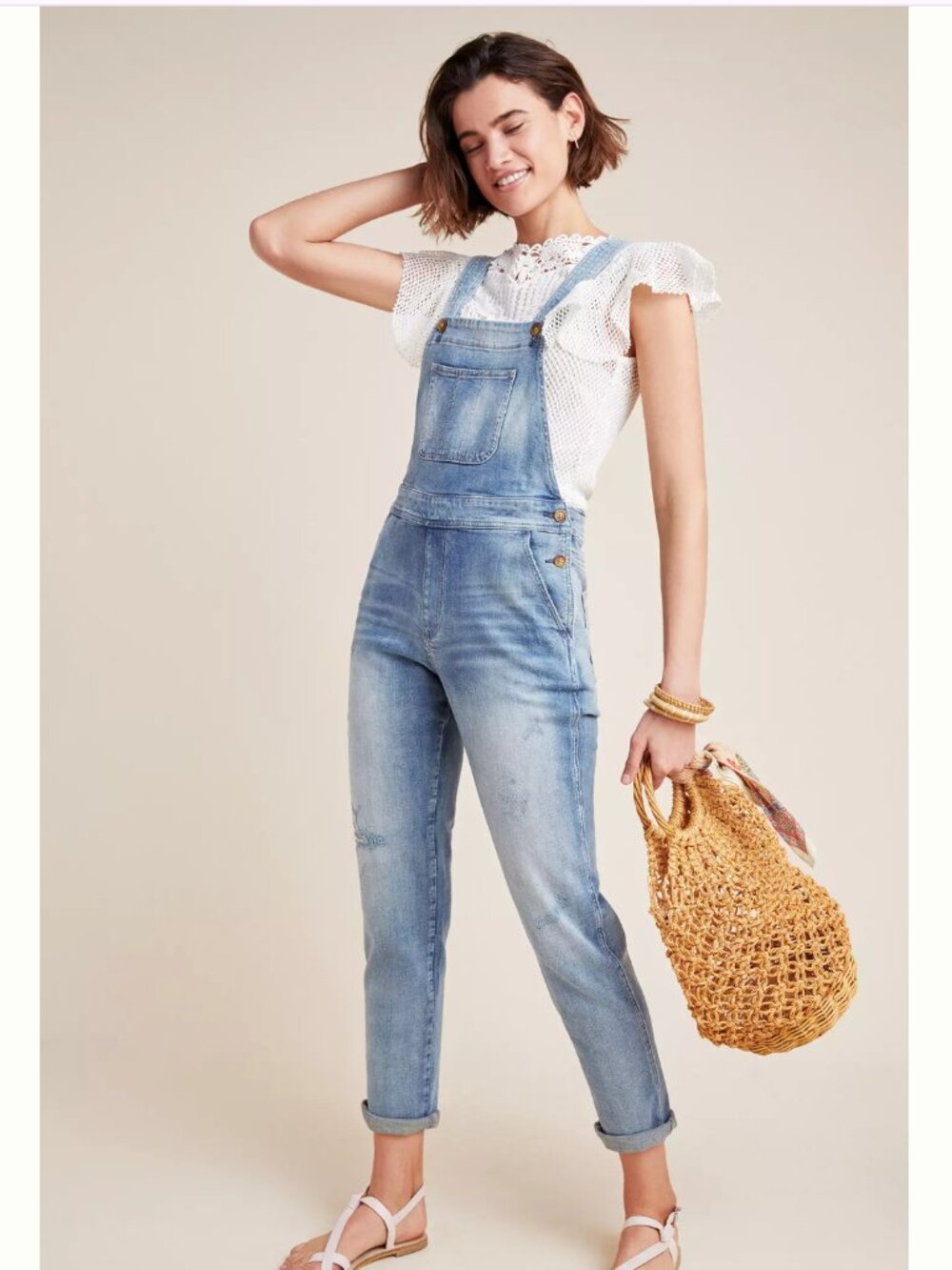 Pilcro Anthropologie Weekend Denim Overalls Light Wash Size 27
